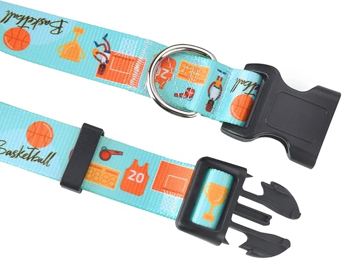 Dog Collar with Bohemia Floral Tribal Geometric Patterns - Soft Ethnic Style Collar Adjustable for Small Medium Large Dogs(Basketball,XS)