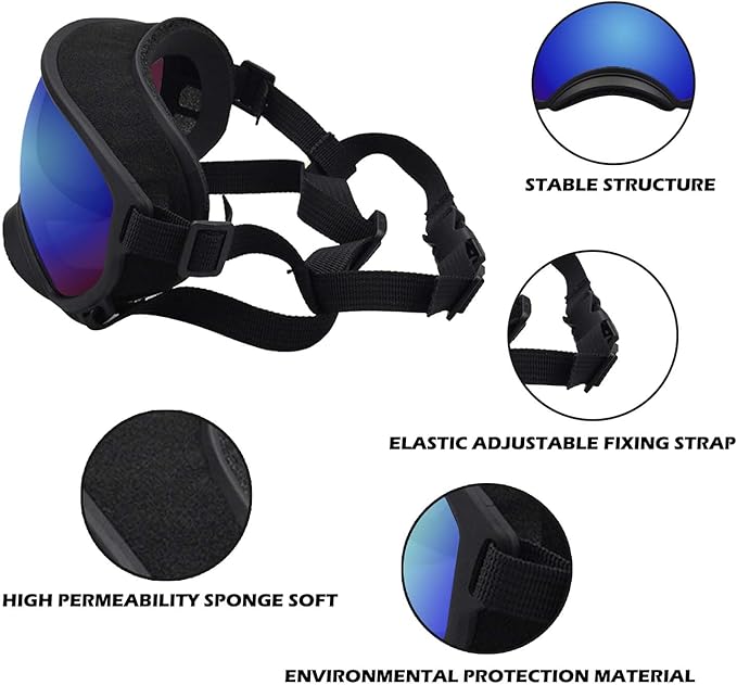 Small Dog Sunglasses with Adjustable Strap UV Protection, Winproof Dog Puppy Sunglasses, Suitable for Small Dog Pet Glasses, Dogs Eyes Protection，Soft Dog Goggles
