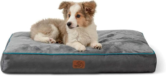 Bedsure Waterproof Dog Bed for Medium Dogs - 4 Inch Thicken Up to 45lbs Pet Mat Pillows with Removable Washable Cover, Grey