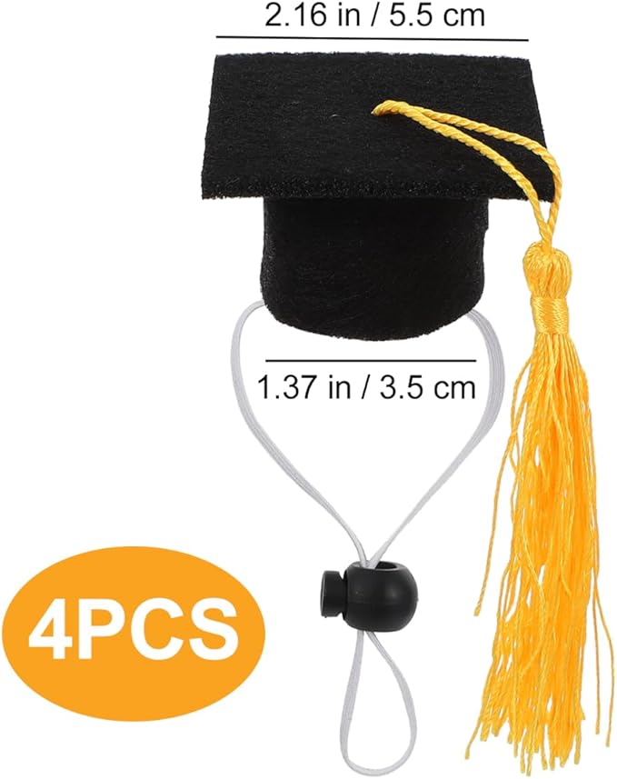 KESYOO 4pcs Mini Graduation Cap Pet Graduation Caps Small Dog Graduation Hats with Yellow Tassel Pet Graduation Costume for Dogs Cats Holiday Costume Accessory