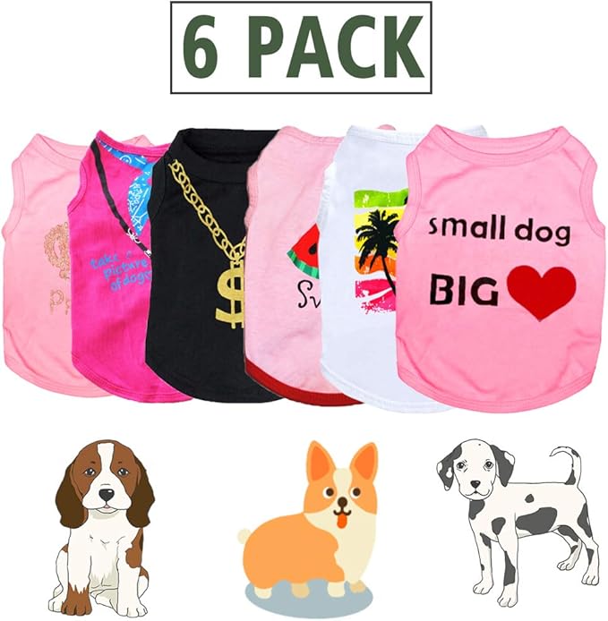 Dog Clothes for Small Medium Puppy Girl Summer Shirt Costume for Chihuahua Yorkie Female Pet Outfits Sweatshirt Cat Clothing Pink Vest Apparel Accessories Ropa De Perros Pequeños Camisas para