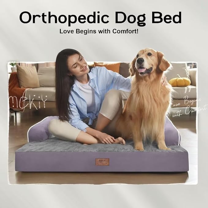 Orthopedic Large Dog Bed Washable, Orthopedic Dogs Bed with Removable Bolsters, Washable Dog Beds Cover for Extra Large Dogs, Waterproof Pet Beds and Non-Slip Bottom