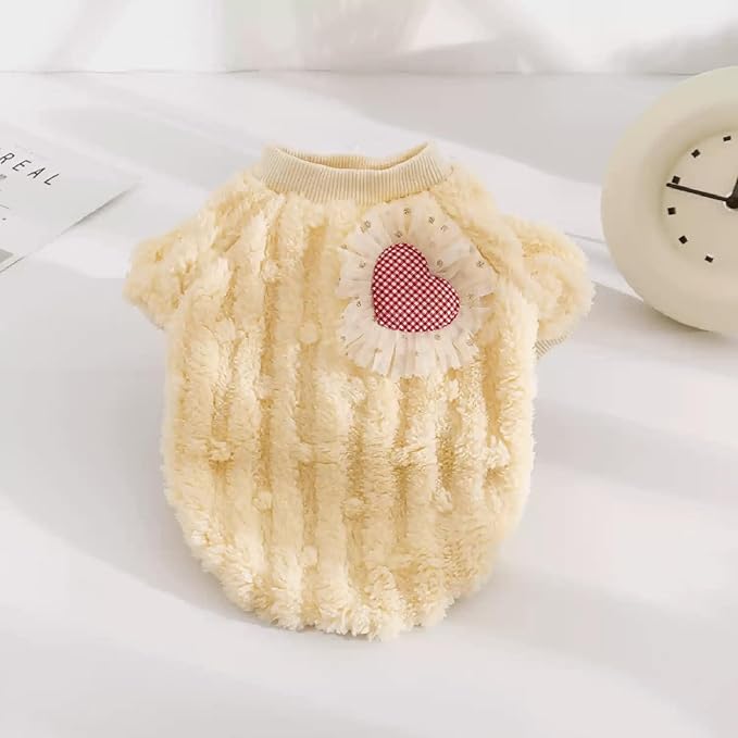Cute Cat Sweaters Warm Cotton Plush Dog Apparel & Accessories Pink Kitten Turtleneck Sweaters for Indoor Cats and Small Dogs with Pet Laundry Bag (L (8.8-11lbs))