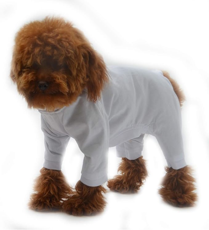 Lovelonglong Four Feet Dog Lightweight Pajamas, Pure Cotton Dog Jumpsuits 4 Legs Dog Onesies T-Shirt Stylish PJS Puppy Costume for Large Medium Small Dogs White XXXXL