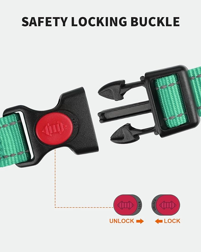 FunTags Reflective Martingale Collar for Dogs, Quick Release Buckle, 5FT Double Handle Dog Leash Padded, Dog Collar and Leash Set, Adjustable for Puppy Dogs (Turquoise, XS)