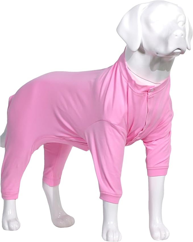 Lovelonglong Four Feet Dog Lightweight Pajamas, Pure Cotton Dog Jumpsuits 4 Legs Dog Onesies T-Shirt Stylish PJS Puppy Costume for Large Medium Small Dogs Pink XXXL