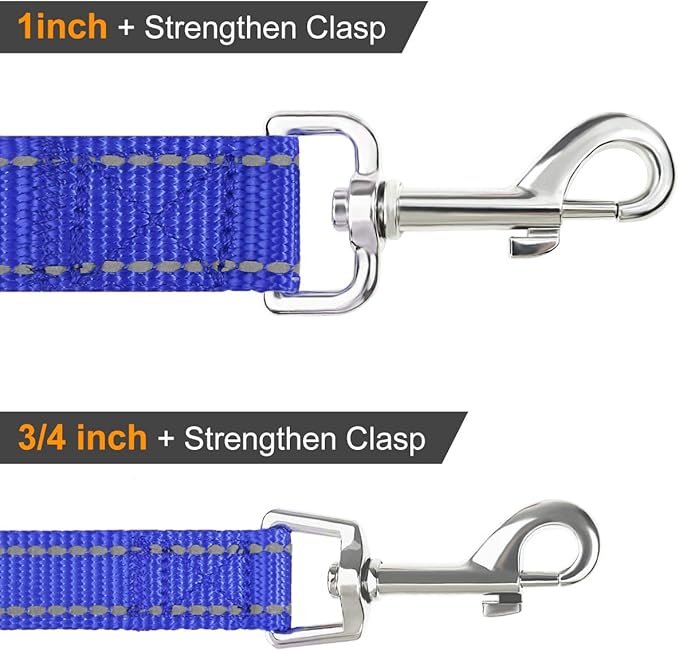 Joytale Double-Sided Reflective Dog Leash, 6 FT/5 FT/4 FT, Padded Handle Nylon Heavy Duty Leashes for Medium & Large Dogs Walking, Navy Blue, 6FT