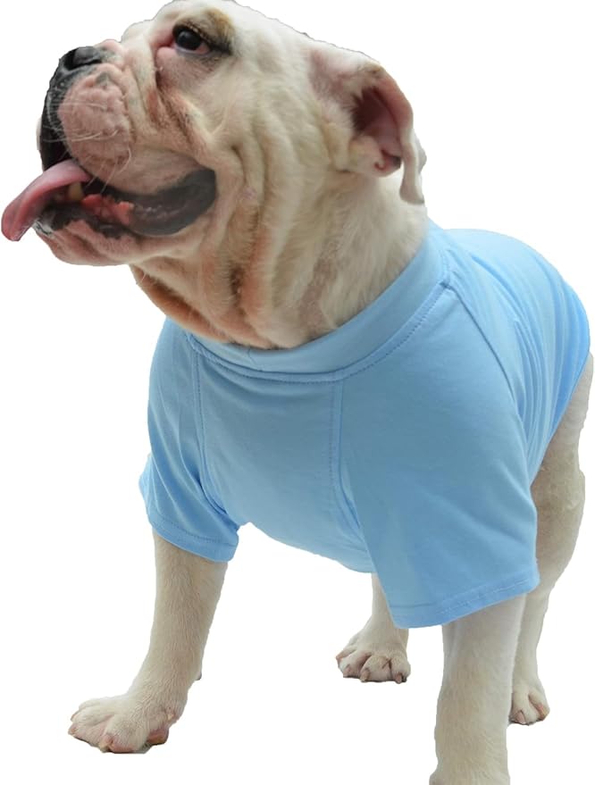 Lovelonglong Bulldog Clothes Dog Clothing Blank T-Shirt Tee Shirts for French Bulldog English Bulldog American Pit Bull Pugs 100% Cotton Skin Care Light-Blue B-L