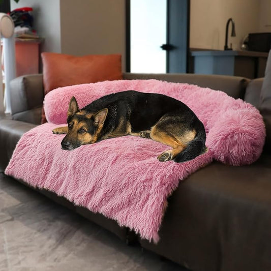 Dogs/Cats Bed Mats, Couch Cover for Dogs, Sofa Style Luxurious Mat for Pets, Waterproof Lining and Nonskid Bottom Perfect on Dog Crate, Cat Cage or in The Car. (Pink, XXLPlus)