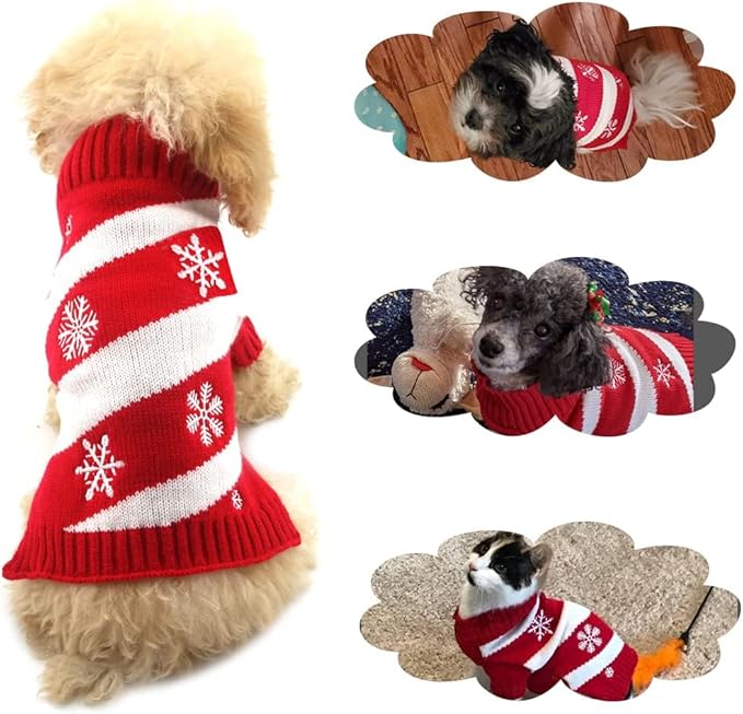 NACOCO Dog Snow Sweaters Snowman Sweaters Xmas Dog Holiday Sweaters New Year Christmas Sweater Pet Clothes for Small Dog and Cat (Snow, M)
