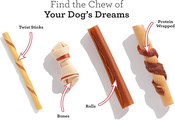 Dreambone Twist Sticks with Real Bacon and Cheese Flavor 50 Count, Rawhide-Free Chews for Dogs (3 Pack)