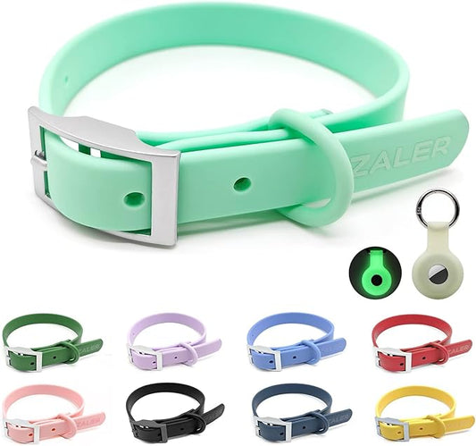 ZALER Waterproof Dog Collar, Adjustable Odor Proof Dog Collars Easy to Clean, Soft Comfortable Pet Collars for Large, Medium Small Dogs (Mint Green, L(Length:15.7''-19.7''; Width:1''))