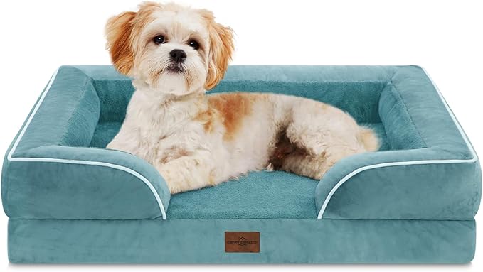 Comfort Expression Small Dog Beds Waterproof Orthopedic Foam Dog Sofa Beds for Small Dogs Comfy Pet Bed with Washable Removable Cover & Non-Slip Bottom(X-Small,Washed Blue)