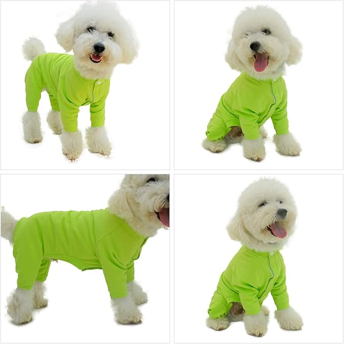 Lovelonglong Four Feet Dog Lightweight Pajamas, Pure Cotton Dog Jumpsuits 4 Legs Dog Onesies T-Shirt Stylish PJS Puppy Costume for Large Medium Small Dogs Green XXXL