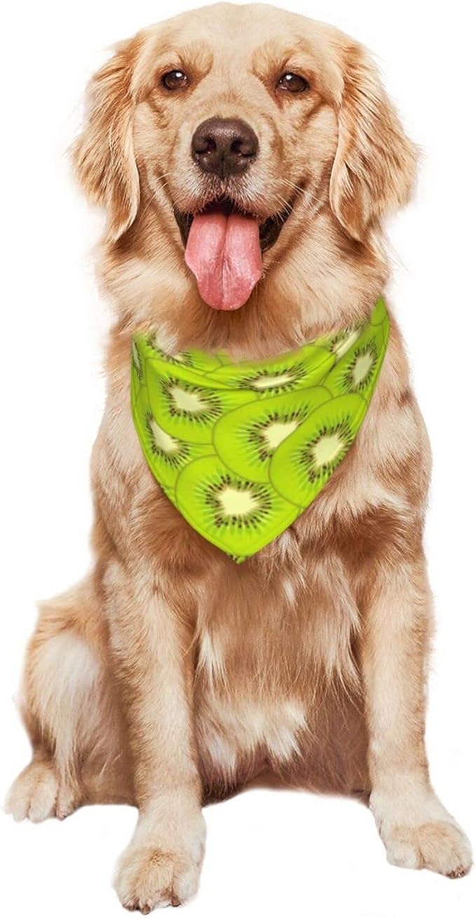 Kiwi Fruit Texture Dog Bandana Scarf Triangle Bibs Pet Accessories Cat Kerchief