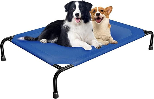 Simple Trending Raised Bed for Extra Large Dog, Waterproof XL Pet Cot, Breathable Big Bed Load 400lb, Blue