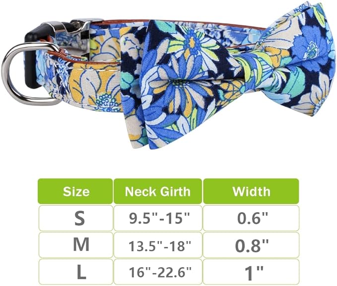 Faleela Cute Soft Girl Dog Collar with Bow, Bowtie Dog Collar for Boy,Detachable Adjustable Collar for Small Medium Large Pet