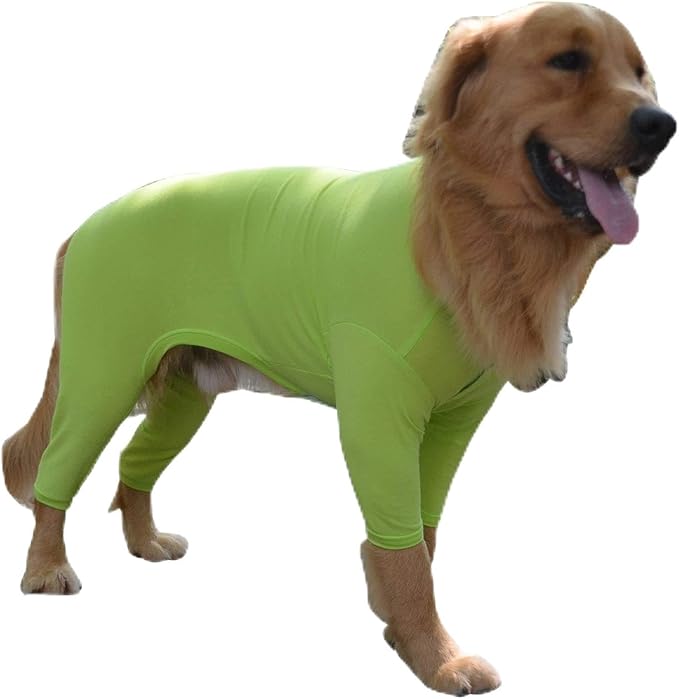 Lovelonglong Four Feet Dog Lightweight Pajamas, Pure Cotton Dog Jumpsuits 4 Legs Dog Onesies T-Shirt Stylish PJS Puppy Costume for Large Medium Small Dogs Green XXL
