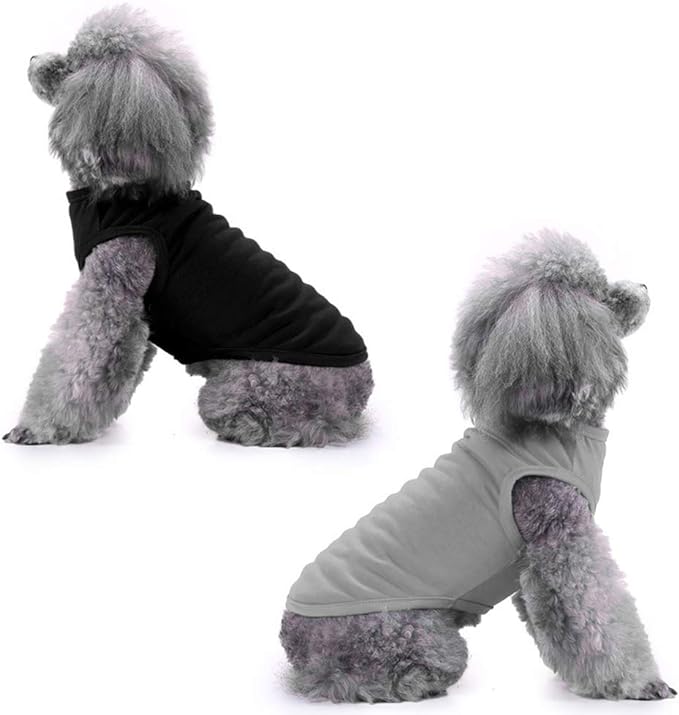 Chol&Vivi Dog Shirt Clothes, 4pcs Blank Dog Shirts Cotton Clothes Sleeveless Fit for Small to Extra Large Size, Pet Tank Top for All Breeds, Soft and Breathable, Black/Grey/Pink/Rose Red, Medium