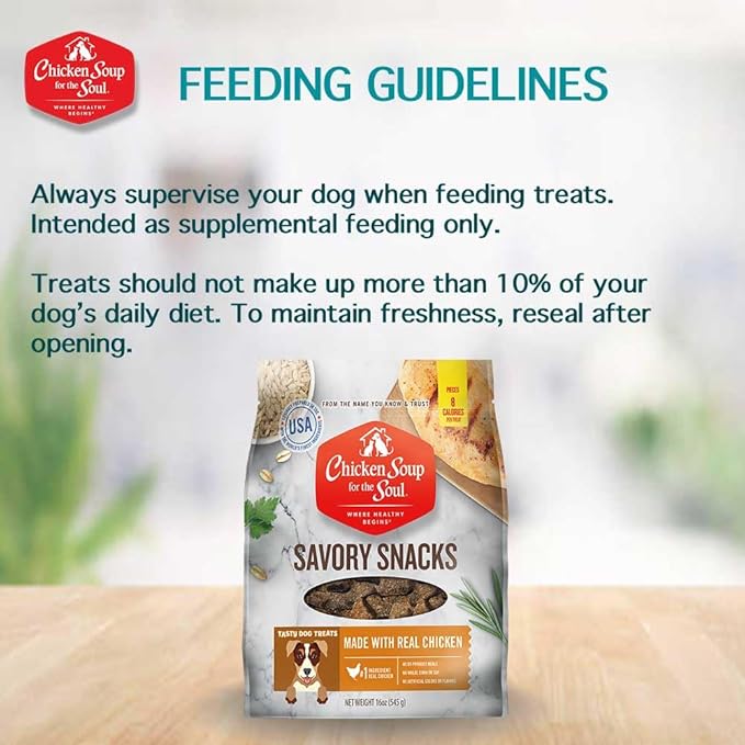 Chicken Soup for the Soul Pet Food Savory Snacks Dog Treats, Chicken, 16 Ounce Bag