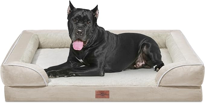 Comfort Expression XXL Dog Bed Waterproof, Extra Large Dog Beds Orthopedic Foam, Washable Dogs Sofa Bed Pet Beds with Removable Cover & Non-Slip Bottom(XX-Large,Beige)