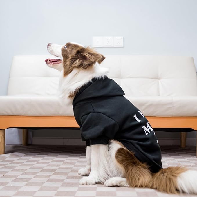 EXPAWLORER Dog Hoodie-Soft and Warm Dog Sweaters, Pet Clothes Autumn Winter Coat Sweatshirt with I Love My MOM Print for Puppy,Cat, Small Medium Large Dogs