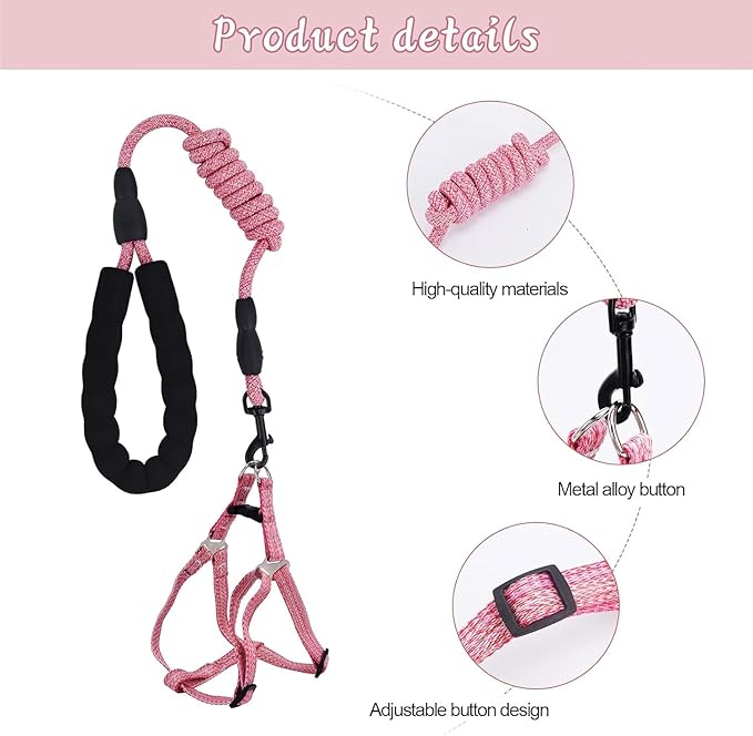 Mini Pig Harness, Adjustable Small Pig Harness with Leash Infinity Style Lead and Soft Foam Handle for Small to Medium Pet Pigs Walking Training Jogging (Red, XL)