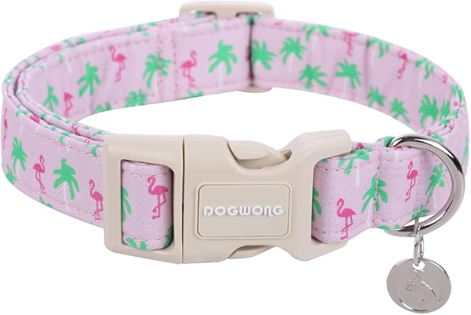 DOGWONG Cotton Dog Collar - Soft Natural Fabric, Cute Wedding Puppy Necklace for Small, Medium, Large Dogs