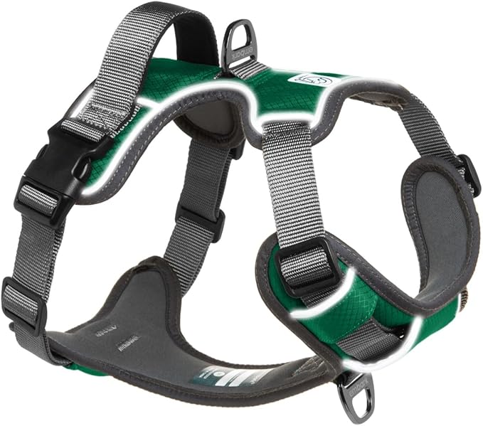 Embark Adventure Dog Harness, Reflective Trim No Pull Dog Harness for Large Dogs - Military Grade Nylon, Front Clip with Gel Lined Handle.