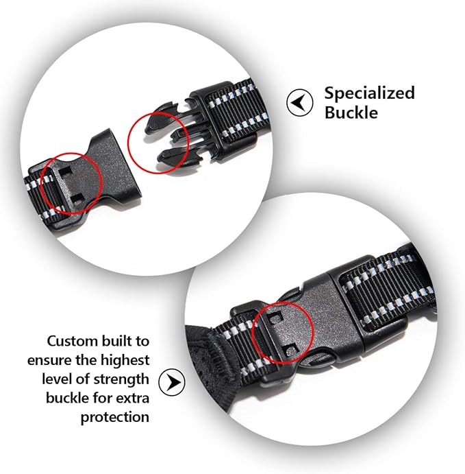 PHOEPET 2019 Upgraded No Pull Dog Harness, Reflective Adjustable Vest, with a Training Handle + 2 Metal Leash Hooks+ 3 Snap Buckles +4 Slide Buckles(S, Purple)