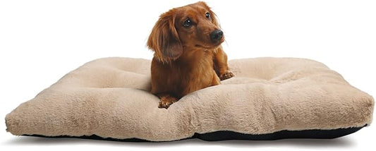 Dog Crate Pad 30x19 Washable for Medium Size Dogs Extra Soft 30 inch Crate Bed for Kennel or Cage with Anti-Slip Bottom Puppy Sleeping Mat Ease Pet Anxiety & Provides The Perfect Sleep,Light Brown