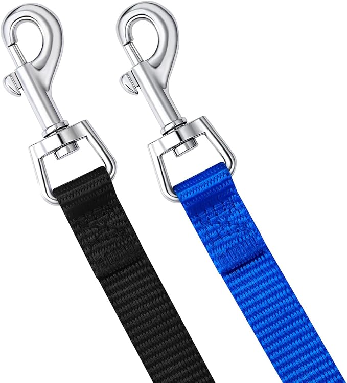 AMAGOOD 6 FT Puppy/ Dog Leash, Strong and Durable Traditional Style Leash with Easy to Use Collar Hook, Great for Small, Medium and Large Dogs (5/8 in x 6 ft, Black and Blue (2-Pack))