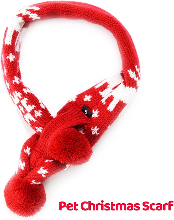 PETCARE 3 Pack Dog Christmas Costume - Cute Red Reindeer Snowflake Christmas Dog Sweater Scarf Hat Set - Pet Dog Cat Puppy Xmas Outfits Costume for Small Medium Dogs Cats Clothes