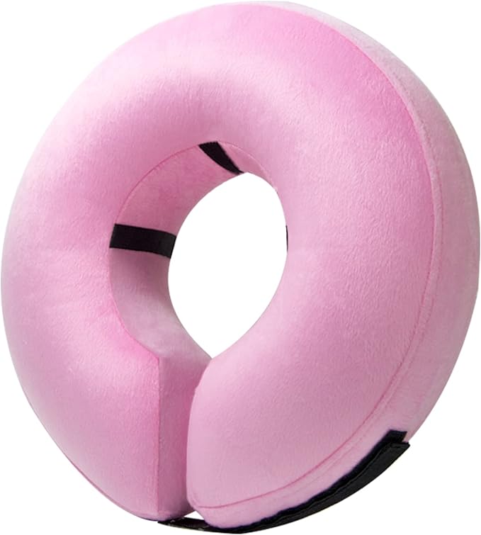 BENCMATE Protective Inflatable Collar for Dogs and Cats - Soft Pet Recovery Collar Does Not Block Vision (XLarge, Pink)