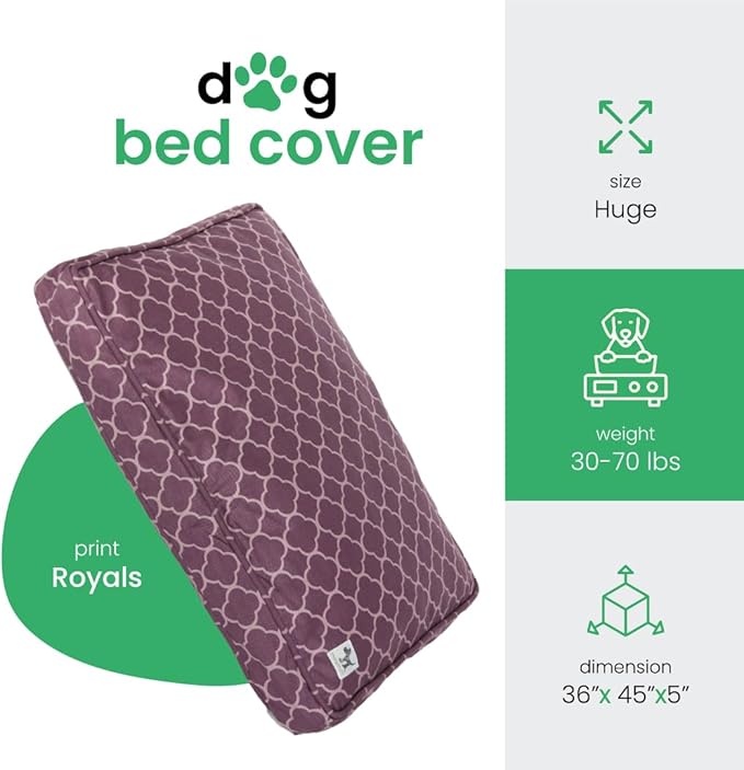 Molly Mutt Huge Dog Bed Cover -Royals - Measures 36”X 45”X 5’’ - 100% Cotton - Durable - Breathable - Sustainable - Machine Washable Dog Bed Cover