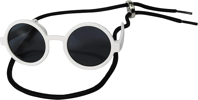 G016 Dog Cat Pet Round Sunglasses Goggles for Small Breed Dogs up to 15lbs (2-Pack Black +White)