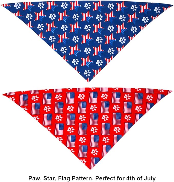 ADOGGYGO Bandana, Polyester Dog Bandana, Reversible, 4th of July, X-Large, Blue Red, Independence Day-1
