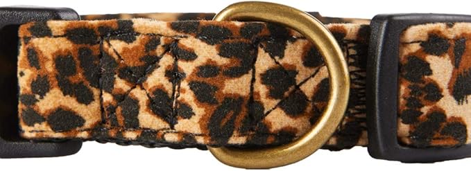 Flocking Fabric Dog Collar,Animal Print Leopard Pattern Pet Collar for Puppy （Small）