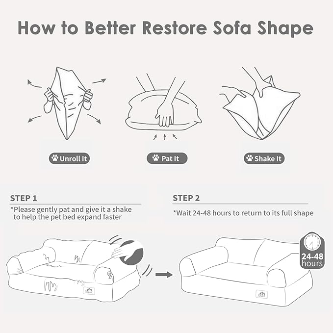 Hollypet Fluffy Plush Dog Cat Pet Couch Soft Calming Sofa Beds for Medium Small Cats and Dogs, Smoky Gray