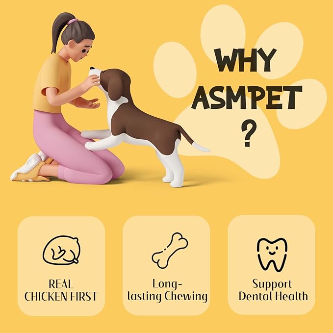 ASMPET Dog Treats Small Dogs, Chicken Wrapped Rawhide Bones Dog Chews Long Lasting for Cleaning Teeth Grain Free for Medium Large Breed(20 pcs 10.6 oz)