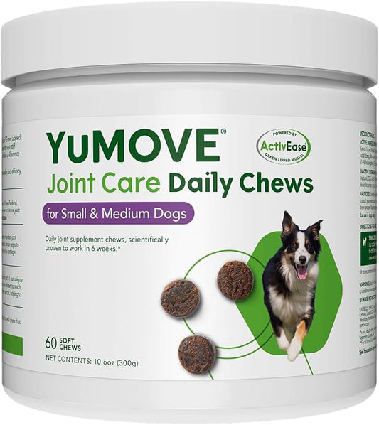 Lintbells YuMOVE Joint Supplement Dog Chews - Contains Glucosamine, Green Lipped Mussel - Natural Relief from Hip Ache, Stiff Joints - 1 Month’s Supply (Small & Medium)
