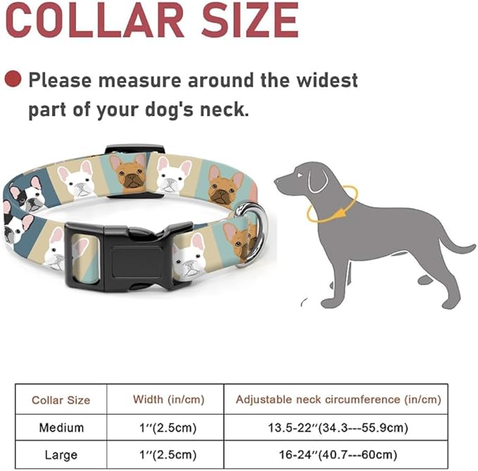 Dog Collar, Cute Dog Collar for Small Medium Large Dogs, Personalized Adjustable Soft Pet Collars with Quick Release Buckle for Walking Running, Cute Dogs