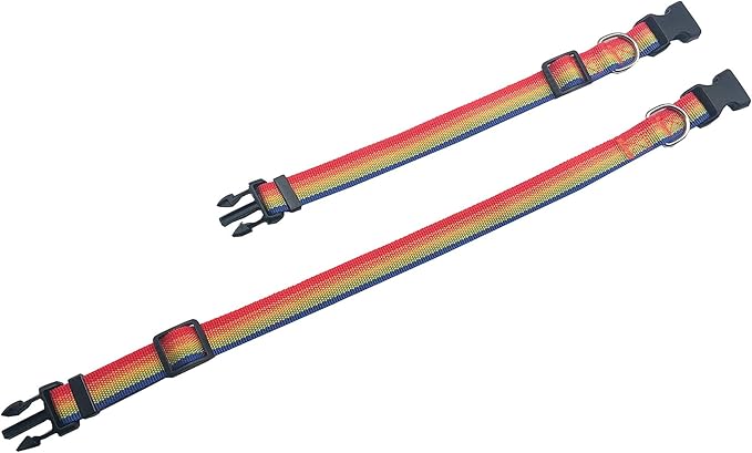 Adjustable Nylon Dog Collar, pet Collar 1 Inch 3/4 Inch 5/8 Inch Wide, for Large Medium Small Dogs (M(3/4" x 14-21"), Rainbow)