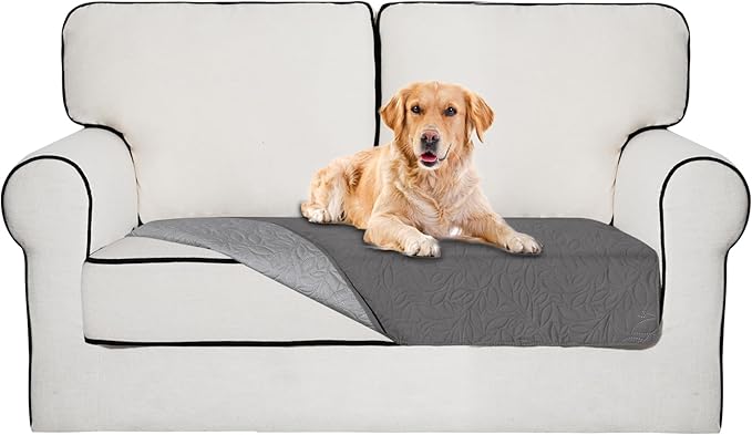 Easy-Going Waterproof Dog Bed Cover Reversible Leak Proof Pet Blanket Replacement Mat for Furniture Washable Couch Cover Sofa Cover for Dogs Cat(30x53 Inch, Gray/Light Gray)