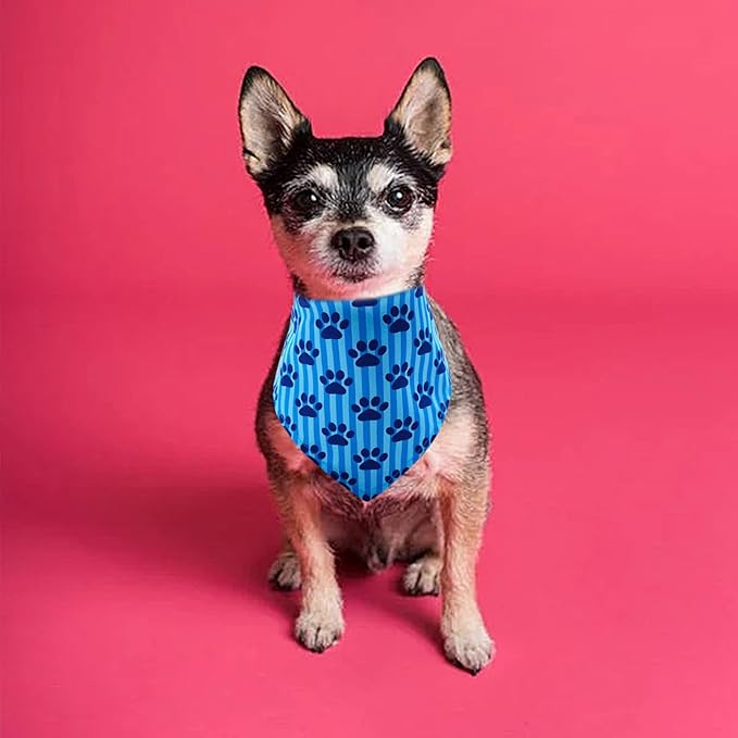 30 Pcs Paw Print Extra Small Dog Bandanas Bulk for Doggies Kittens Rabbits Cat Scarves Daily Party Bone Puppy Triangle Bibs XXSmall Pet Breed Scarf for Girl Boy Handkerchief Reversible