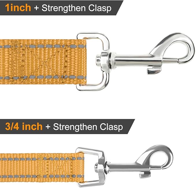 Joytale Double-Sided Reflective Dog Leash, 6 FT/5 FT/4 FT, Padded Handle Nylon Heavy Duty Leashes for Small & Medium Dogs Walking, Khaki, 4FT