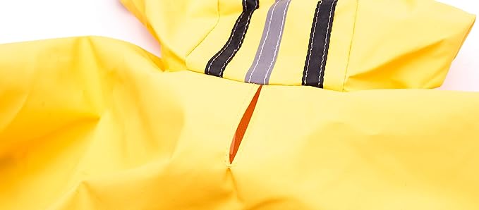 SPOT Rainy Days Slicker - Yellow Dog Rain Jacket With Hood, Reflective Strip for Safety, Leash Hole & Adjustable Velcro Belly Strap, 100% Polyester Water Resistant Pet Raincoat - X-Small, 8in Long