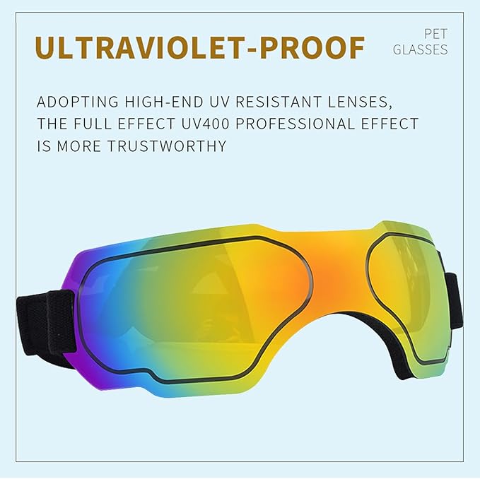 Large Dog Sunglasses, Dog Goggles with Adjustable Strap, UV Protection, Winproof, Snowproof