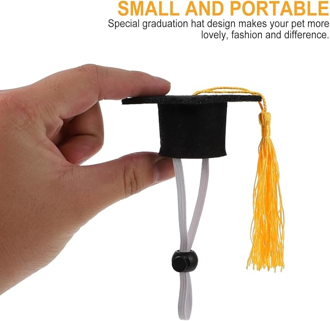KESYOO 4pcs Mini Graduation Cap Pet Graduation Caps Small Dog Graduation Hats with Yellow Tassel Pet Graduation Costume for Dogs Cats Holiday Costume Accessory