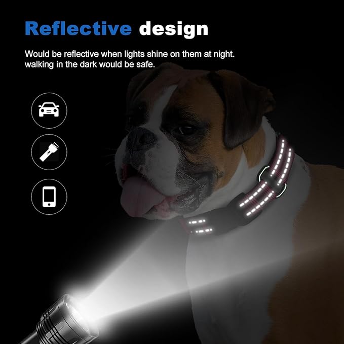 Reflective Martingale Dog Collars. Dog Collar with Quick Release Buckle. Adjustable Soft Padded Breathable Nylon Pet Collar Suitable for Puppies for Small Medium Large Dogs.